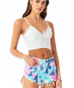 CARMAR MOGAN SPLOTCH TIE DYE DENIM SHORTS