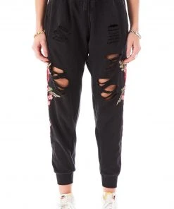 CARMAR ROSE EMBROIDERED RIPPED SWEATPANTS 15 CARMAR ROSE EMBROIDERED RIPPED SWEATPANTS