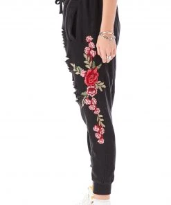 CARMAR ROSE EMBROIDERED RIPPED SWEATPANTS 16 CARMAR ROSE EMBROIDERED RIPPED SWEATPANTS