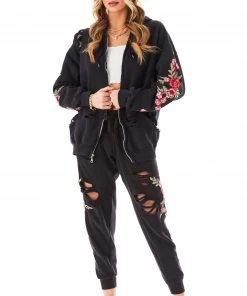 CARMAR ROSE EMBROIDERED RIPPED SWEATPANTS 19 CARMAR ROSE EMBROIDERED RIPPED SWEATPANTS