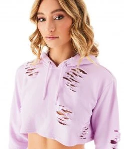 CARMAR RIPPED CROPPED HOODIE SWEATSHIRTS 16 CARMAR RIPPED CROPPED HOODIE SWEATSHIRTS