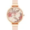 Nine West Watches Floral Dial Strap Watch