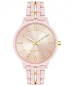 Nine West Watches Metallic Accented Rubberized Bracelet Watch