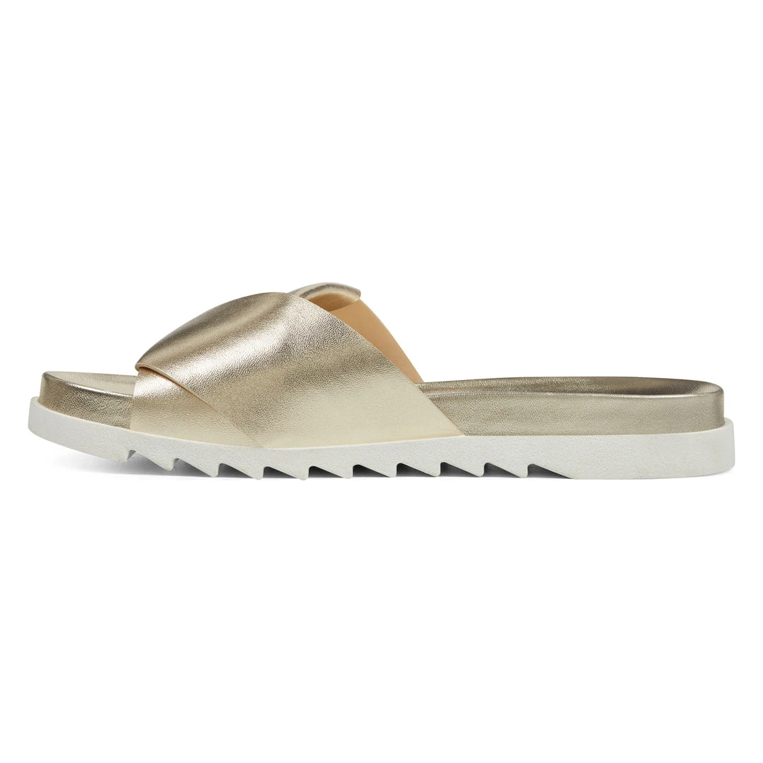 Nine West Metallic Mindset Furaish Slide Sandals 6 Nine West Metallic Mindset Furaish Slide Sandals