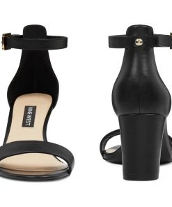 Nine West Pruce Ankle Strap Block Heel Sandals Shoes