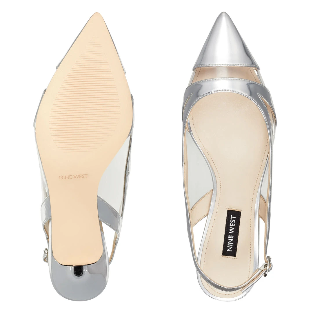 Nine West Metallic Mindset Ash Slingback Pumps 8 Nine West Metallic Mindset Ash Slingback Pumps