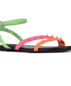Nine West Bernie Studded Flat Sandals Color Pop