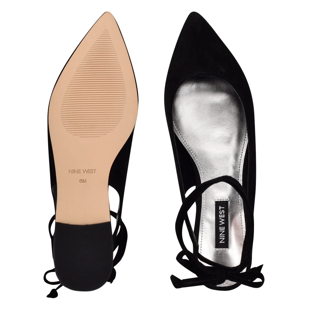 Nine West Lace It Up Bop Ankle Wrap Pointy Toe Flats 7 Nine West Lace It Up Bop Ankle Wrap Pointy Toe Flats