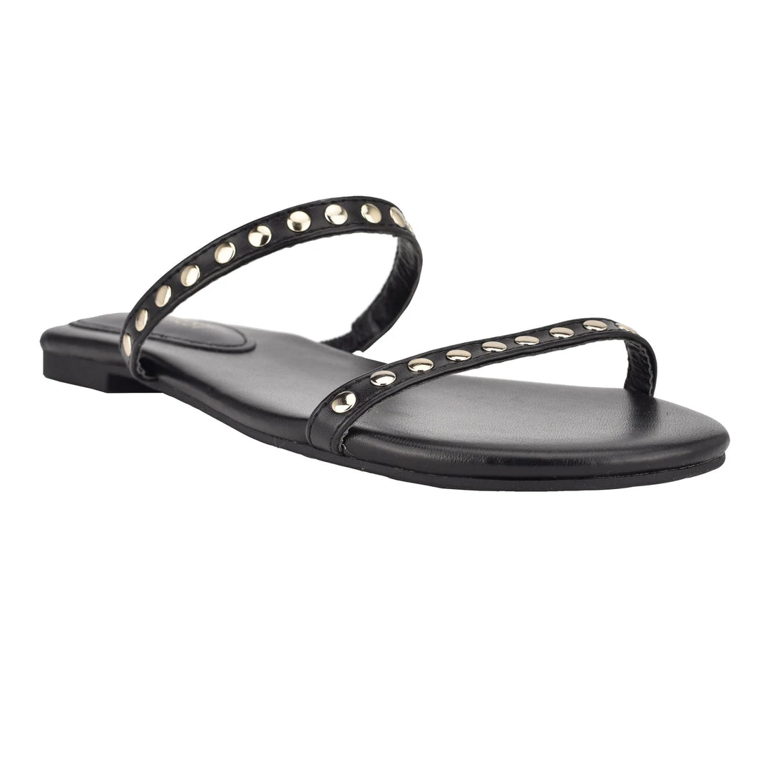 Nine West Fun Flats Brandie Flat Studded Slide Sandals 4 Nine West Fun Flats Brandie Flat Studded Slide Sandals