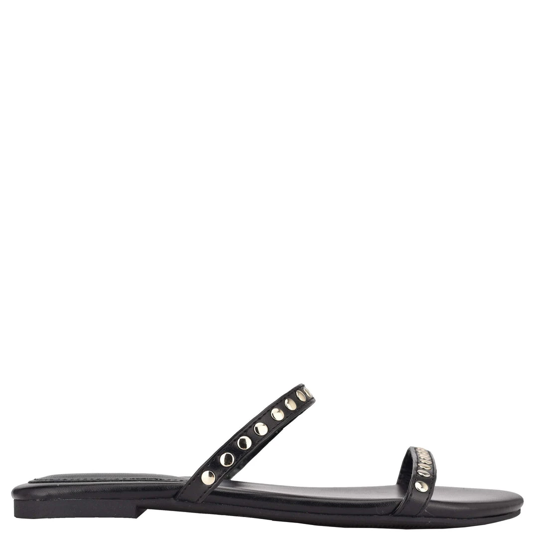 Nine West Fun Flats Brandie Flat Studded Slide Sandals 3 Nine West Fun Flats Brandie Flat Studded Slide Sandals
