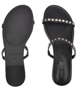 Nine West Fun Flats Brandie Flat Studded Slide Sandals 11 Nine West Fun Flats Brandie Flat Studded Slide Sandals