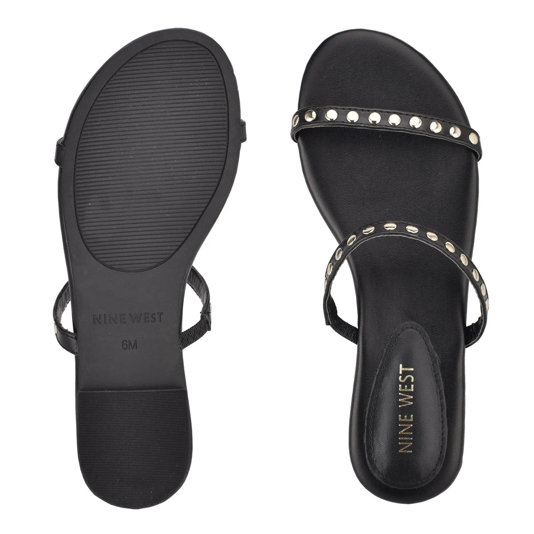 Nine West Fun Flats Brandie Flat Studded Slide Sandals 7 Nine West Fun Flats Brandie Flat Studded Slide Sandals