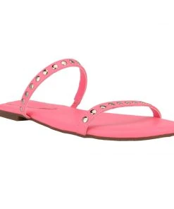 Nine West Brandie Flat Studded Slide Sandals Color Pop