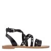 Nine West Cane Flat Studded Sandals Flats