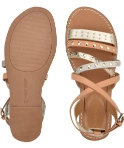 Nine West Flats Cane Flat Studded Sandals