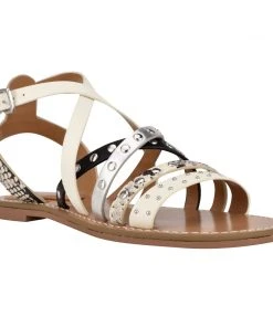 Nine West Cane Flat Studded Sandals