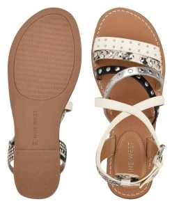Nine West Cane Flat Studded Sandals