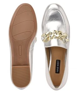 Nine West Metallic Mindset Chain Slip-On Loafers 11 Nine West Metallic Mindset Chain Slip-On Loafers
