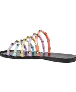 Nine West Color Pop Charli Flat Slide Sandals 10 Nine West Color Pop Charli Flat Slide Sandals