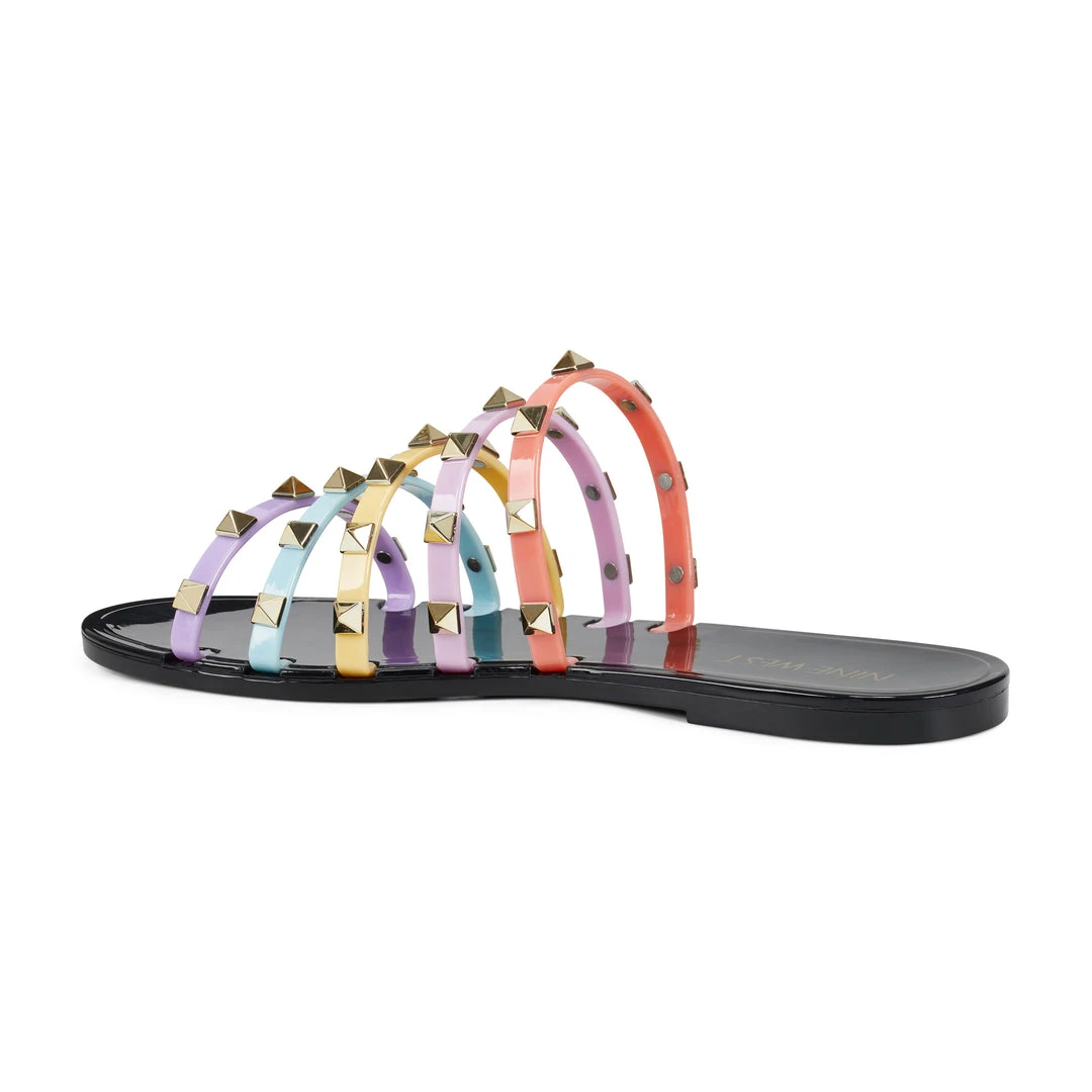 Nine West Color Pop Charli Flat Slide Sandals 5 Nine West Color Pop Charli Flat Slide Sandals