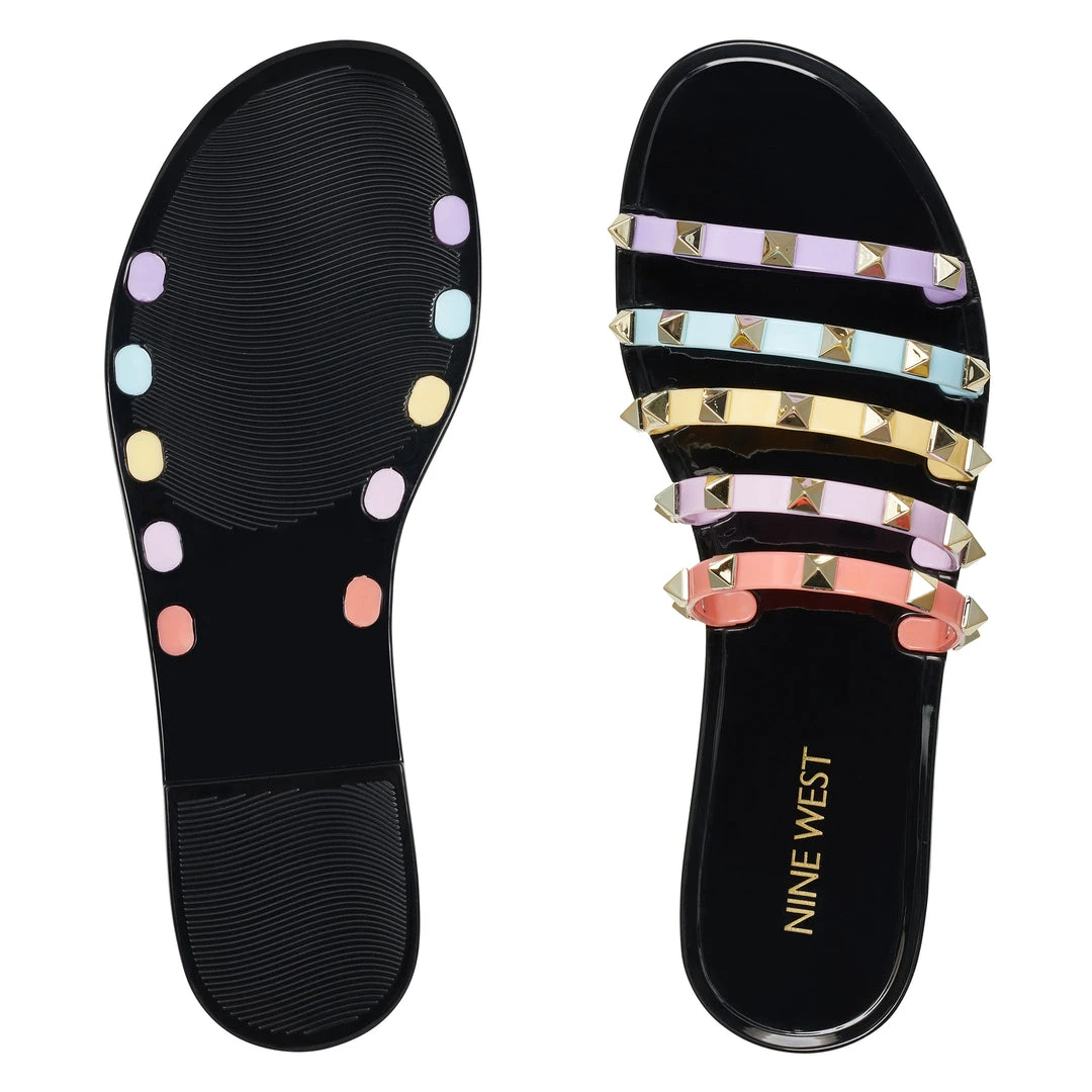 Nine West Color Pop Charli Flat Slide Sandals 8 Nine West Color Pop Charli Flat Slide Sandals