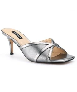 Nine West Metallic Mindset Dainty Heeled Slide Sandals