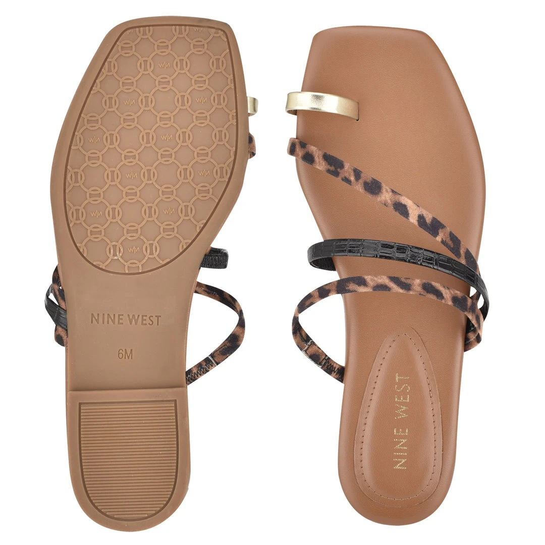 Nine West Darbie Flat Toe Ring Slide Sandals 7 Nine West Darbie Flat Toe Ring Slide Sandals