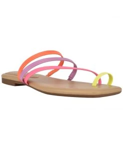 Nine West Darbie Flat Toe Ring Slide Sandals 8 Nine West Darbie Flat Toe Ring Slide Sandals