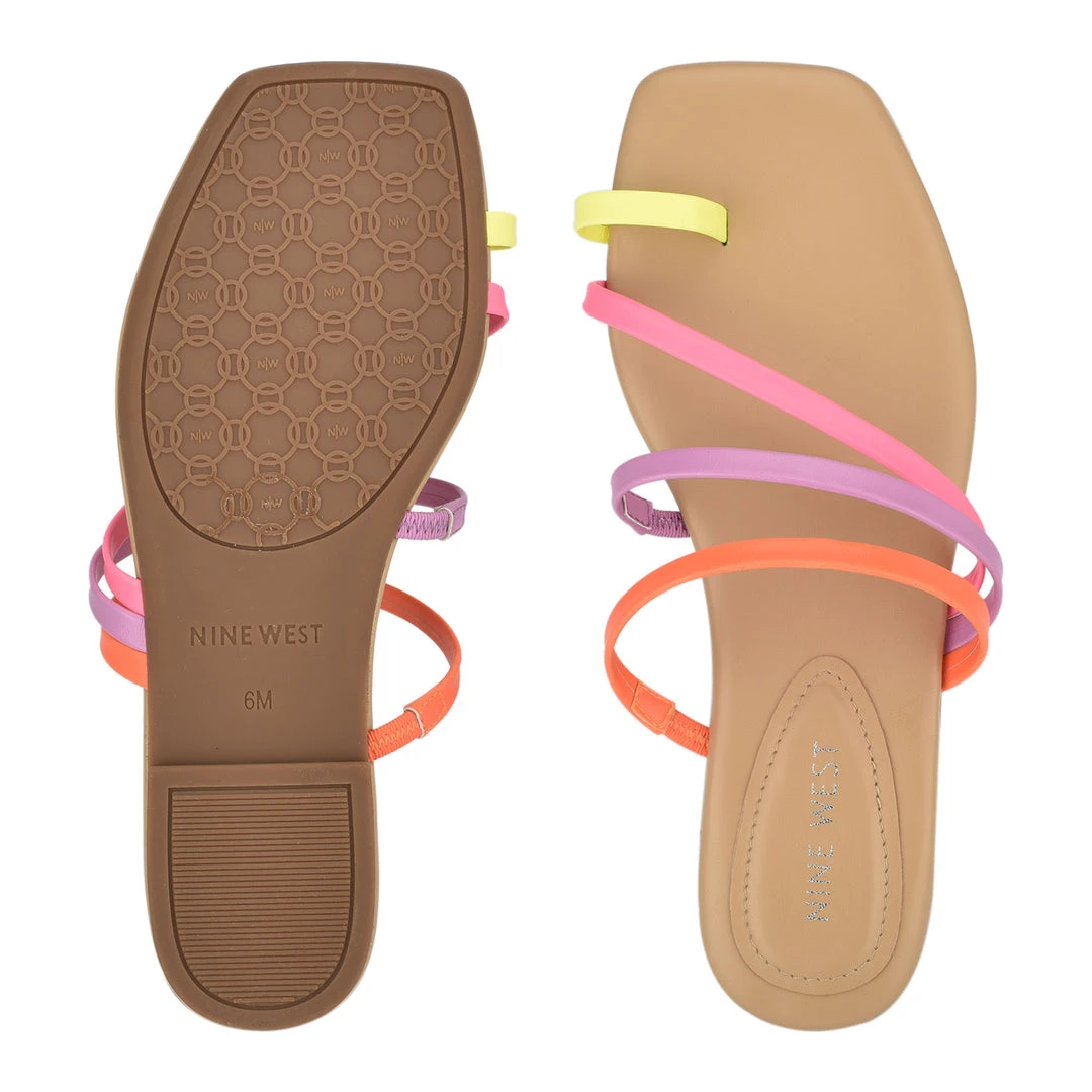 Nine West Darbie Flat Toe Ring Slide Sandals 7 Nine West Darbie Flat Toe Ring Slide Sandals