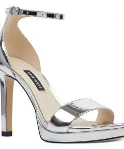 Nine West Edyn Ankle Strap Sandals Metallic Mindset