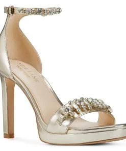 Nine West Engaged Heeled Ankle Strap Sandals Metallic Mindset