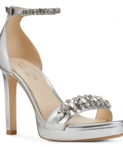 Nine West Engaged Heeled Ankle Strap Sandals Metallic Mindset