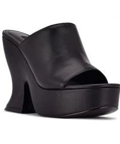 Nine West Flower Platform Slide Sandals 8 Nine West Flower Platform Slide Sandals