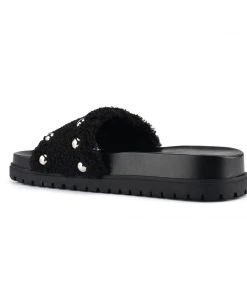Nine West Freely Studded Flat Slide Sandals High Impact Platforms