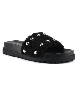 Nine West Freely Studded Flat Slide Sandals High Impact Platforms