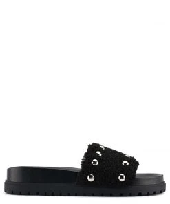 Nine West Freely Studded Flat Slide Sandals High Impact Platforms