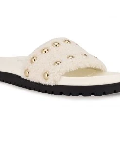 Nine West Freely Studded Flat Slide Sandals High Impact Platforms 8 Nine West Freely Studded Flat Slide Sandals High Impact Platforms