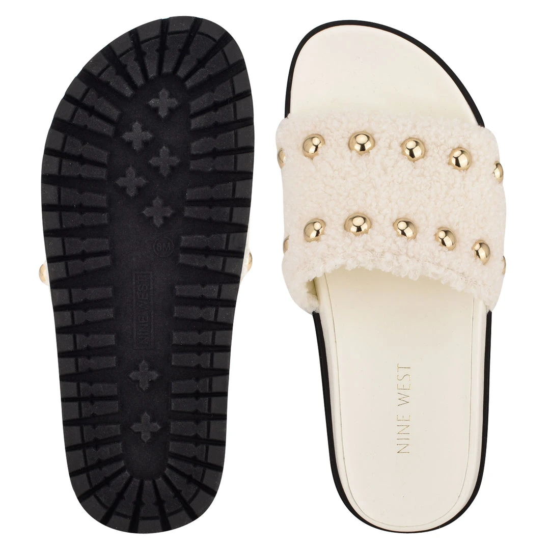 Nine West Freely Studded Flat Slide Sandals High Impact Platforms 7 Nine West Freely Studded Flat Slide Sandals High Impact Platforms