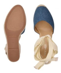 Nine West Lace It Up Friend Ankle Wrap Espadrille Wedge Sandals