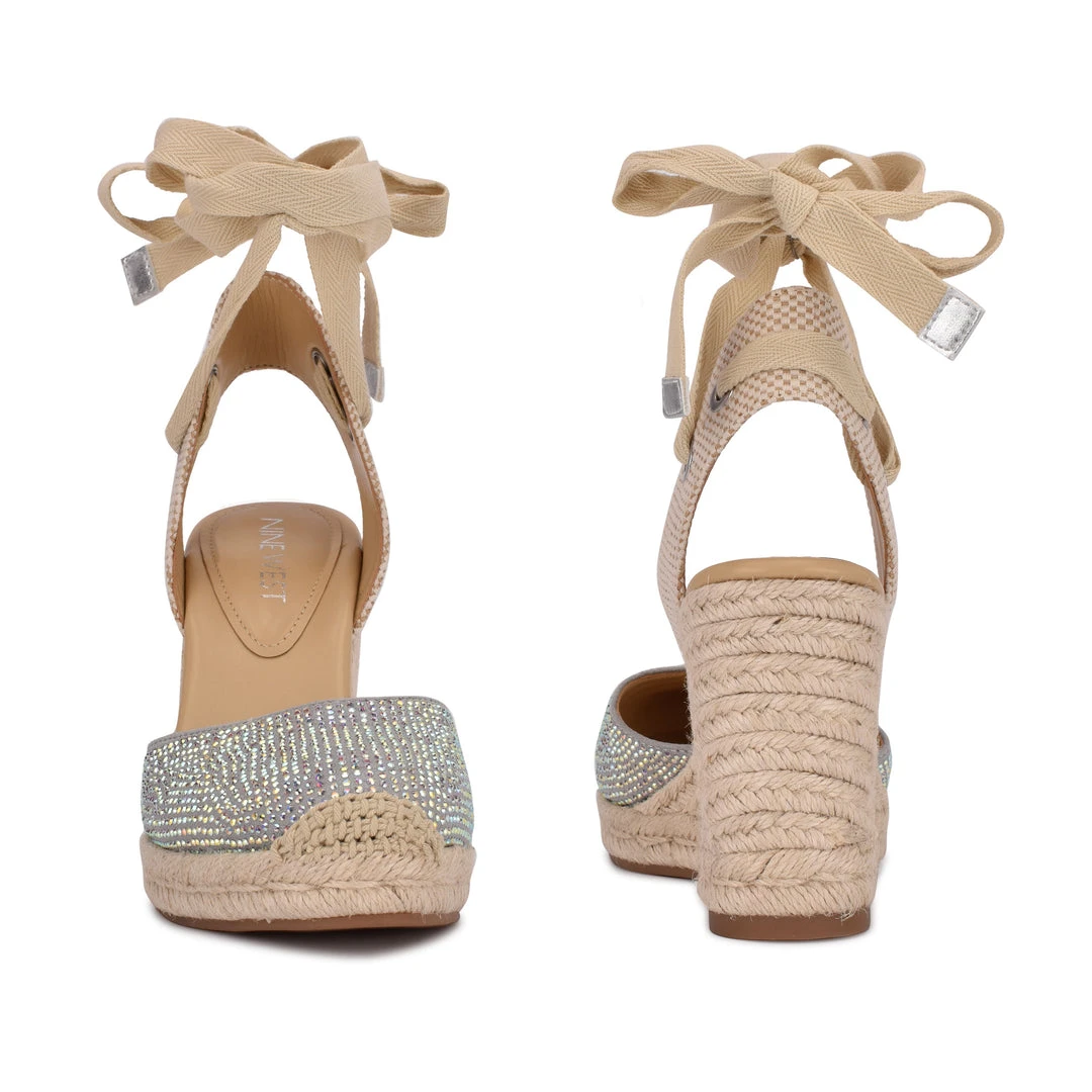 Nine West Friend Ankle Wrap Espadrille Wedge Sandals 6 Nine West Friend Ankle Wrap Espadrille Wedge Sandals