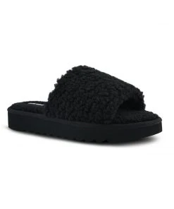 Nine West Fuzzie Cozy Flat Slide Sandals Mules & Slides
