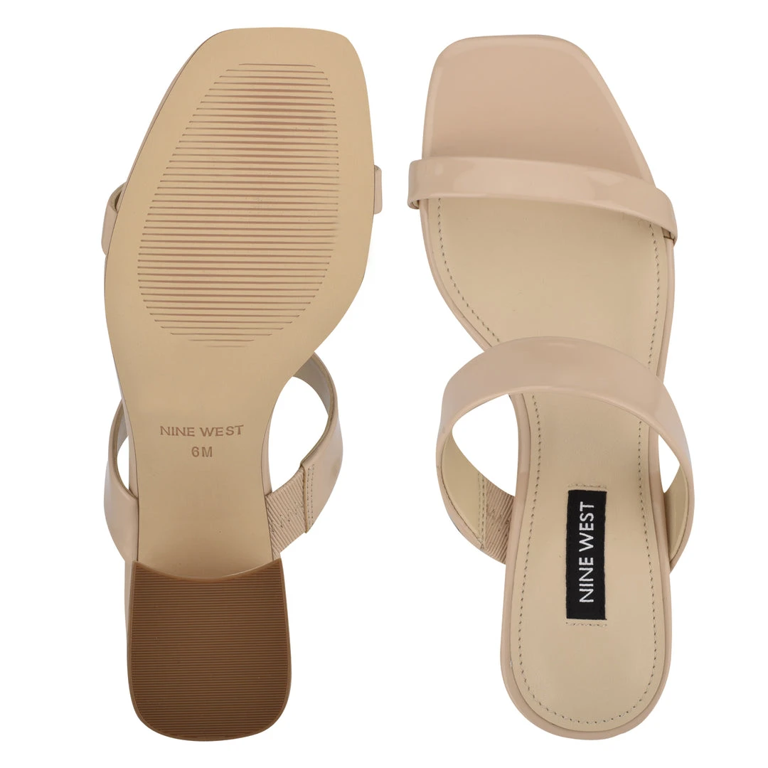 Nine West Heels Galvin Block Heel Slide Sandals 7 Nine West Heels Galvin Block Heel Slide Sandals