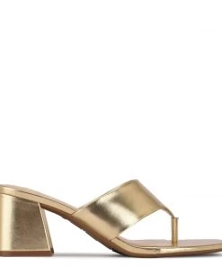 Nine West Gelina 9x9 Block Heel Slide Sandals