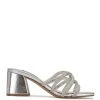 Nine West Metallic Mindset Glitz Block Heel Slide Sandals