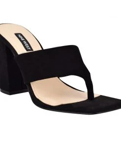 Nine West Gogo Block Heel Slide Sandals Shoes 8 Nine West Gogo Block Heel Slide Sandals Shoes