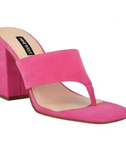 Nine West Color Pop Gogo Block Heel Slide Sandals