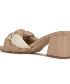 Nine West Gotit Block Heel Slide Sandals Weave Got You