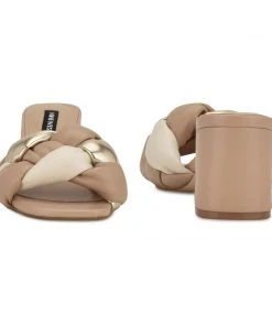 Nine West Gotit Block Heel Slide Sandals Weave Got You