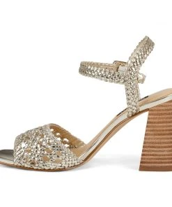 Nine West Gwenny Block Heel Sandals Metallic Mindset