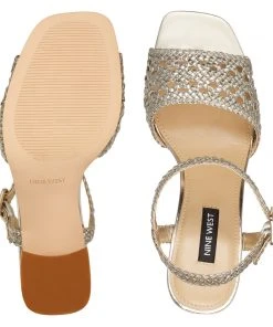 Nine West Gwenny Block Heel Sandals Metallic Mindset